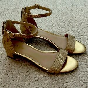 Cole Haan gold snake skin embossed print sandals